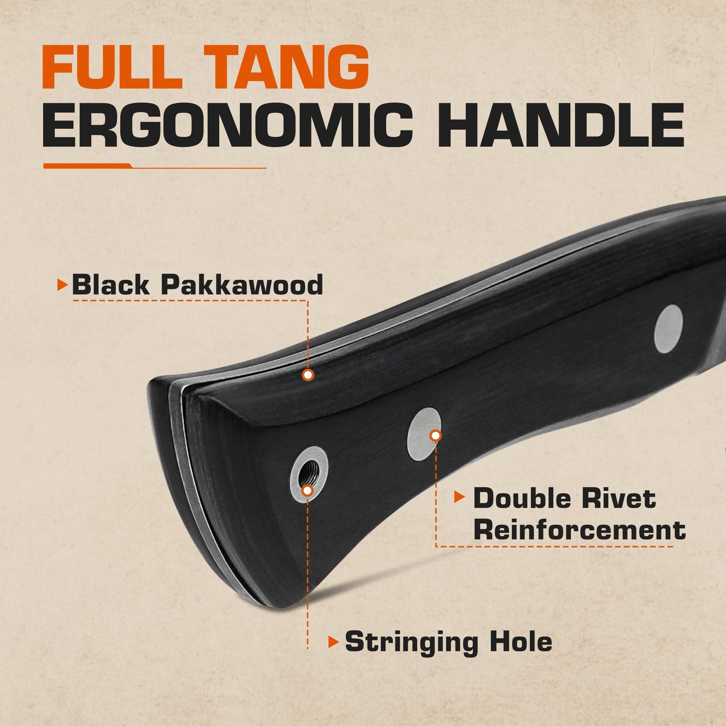 TUO Hand Forged Meat & Bone Cleaver Knife, 7 inch Heavy Duty Butcher Knife with Sheath, Bone Cutter for Meat Cutting, Kitchen Outdoor Cooking, Gift - Pakkawood Handle