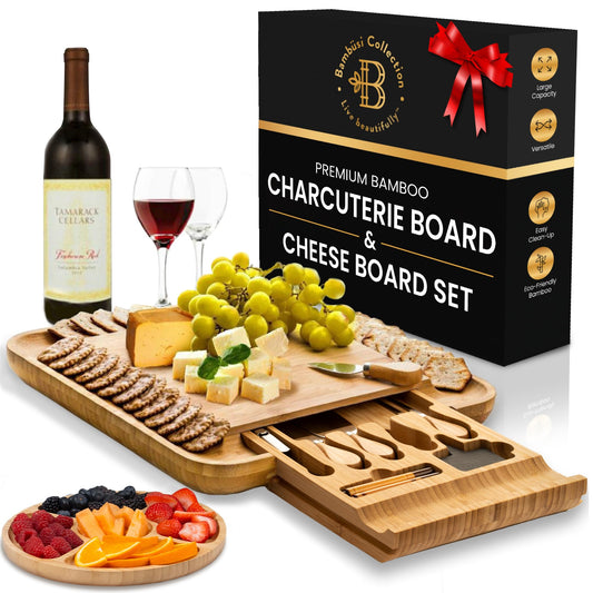 Charcuterie Board Gift Set - Bamboo Cheese Board and Charcuterie Boards Set - Housewarming Gifts New Home, Wedding Gifts for Couples 2025, Bridal Shower Gift, Birthday Gifts for Women