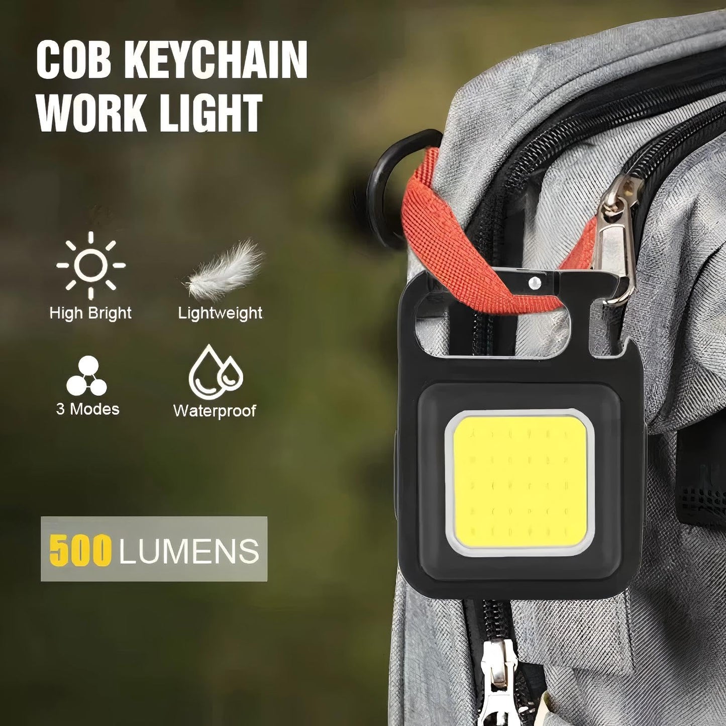 FFKQBH LED Flashlight Cob Keychain Work Light, Triple Light Flashlight with 3 Modes, EDC Purse Light, Rechargeable Flashlights for Home, Camping, Walking (4)