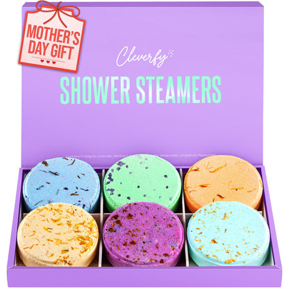 Cleverfy Shower Steamers Aromatherapy for Women and Men – Mothers Day Gifts for Mom- Self-Care Shower Bombs for Stress Relief and Relaxation – 6 Tablets