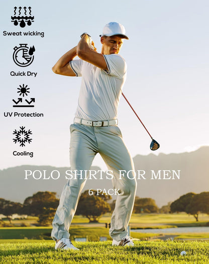 OYGSieg 6 Pack Mens Polo Shirts Performance Short Sleeve Golf Shirt Moisture Wicking Athletic Casual Collared T-Shirt SetB XL/02