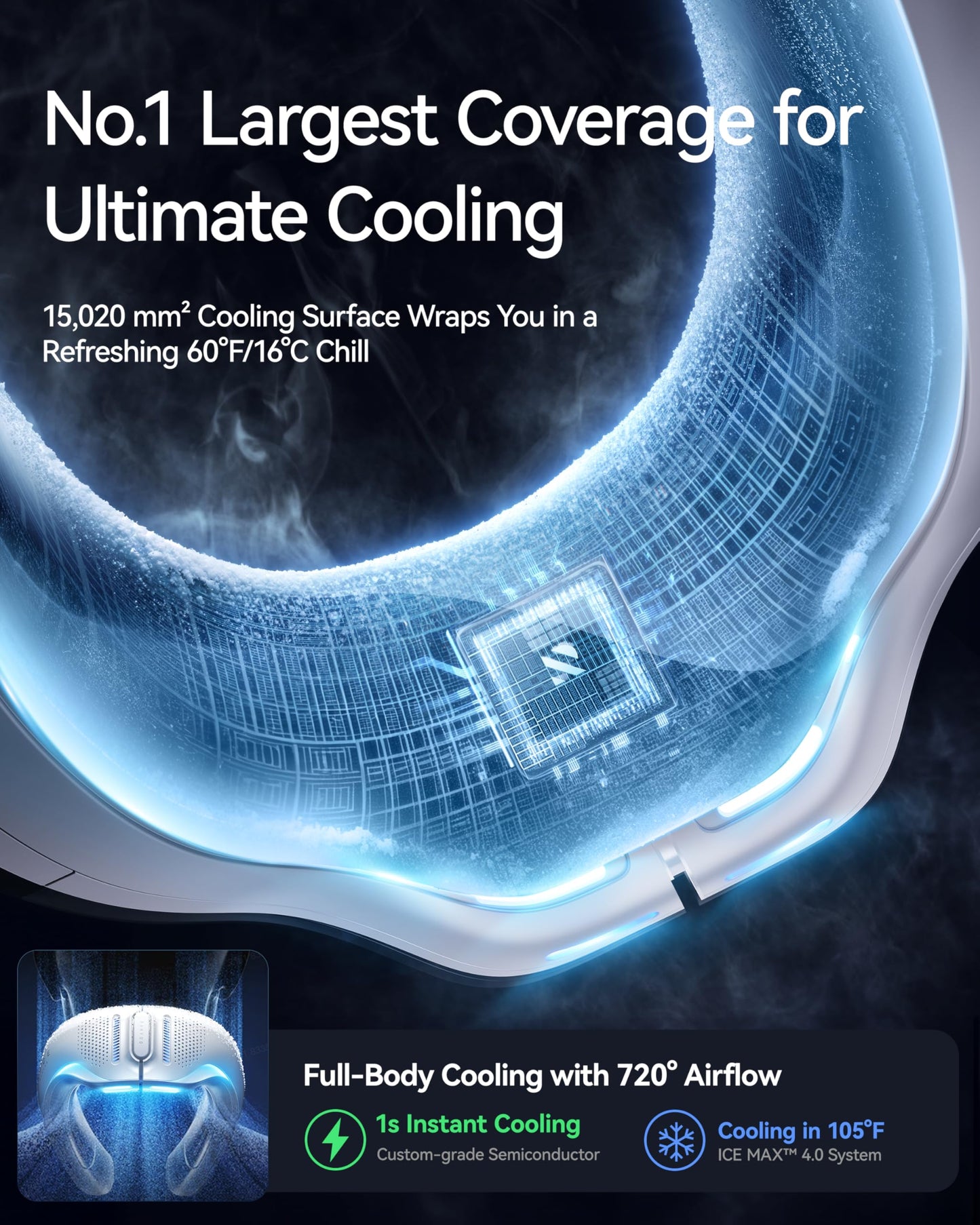 RANVOO AICE LITE Plus 2025 Max Cooling Airflow [No.1 Coolest & Most Durable] Neck Air Conditioner, Ultimate Immersive Personal AC 6,000 mAh Rechargeable Neck Fan Blow Cold Air, Gifts for Mom, White