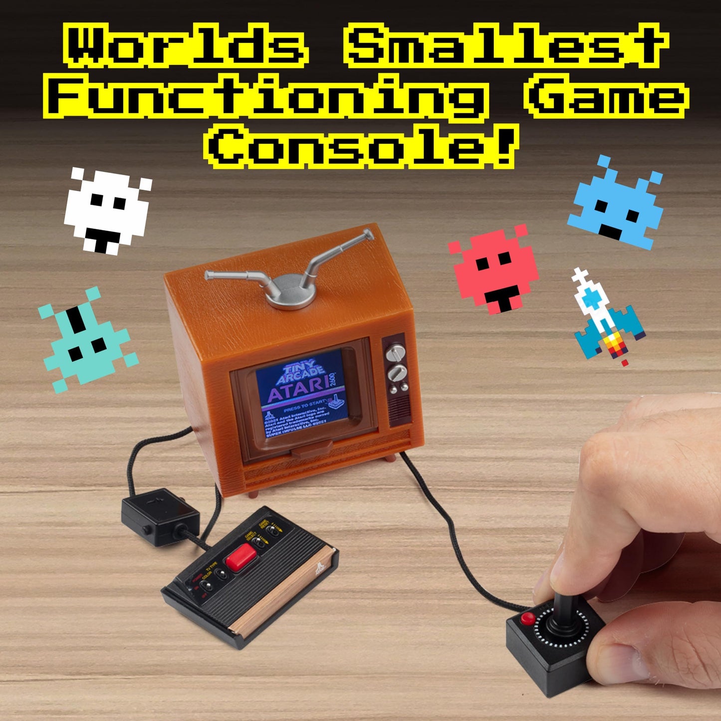 Tiny Arcade Atari 2600 3.5" Mini Retro Game - Playable Console & TV w/ Real Gameplay & Sound-10 Classic Video Games: Pac-Man, Breakout, &More(Ages 8+)