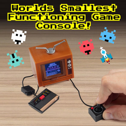 Tiny Arcade Atari 2600 3.5" Mini Retro Game - Playable Console & TV w/ Real Gameplay & Sound-10 Classic Video Games: Pac-Man, Breakout, &More(Ages 8+)
