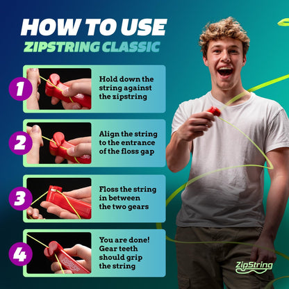 ZipString Original - As Seen on Shark Tank - Classic ZipString Rope Launcher Toy, Perfect for Kids & Adults - Fly a String Loop in The Air for Endless Tricks & Fun, Wonderment Awaits, Rock'it Red