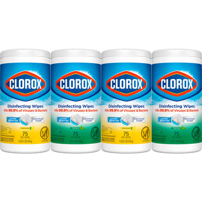 Clorox Disinfecting Wipes Value Pack, Bleach Free Cleaning Wipes, 75 Count Each, Pack of 4