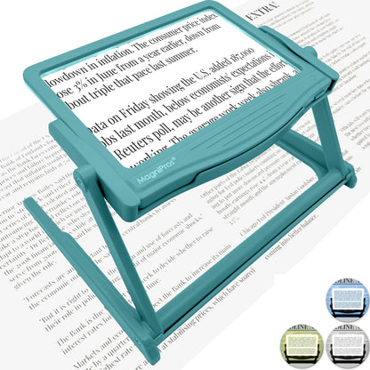 MAGNIPROS Patented 5X Large LED Page Magnifier with Detachable Stand | Eye Caring 3 Color Light Modes & Anti-Glare Lens to Reduce Eye Strain-Ideal for Reading Fine Print, Crafting, Low Vision Seniors