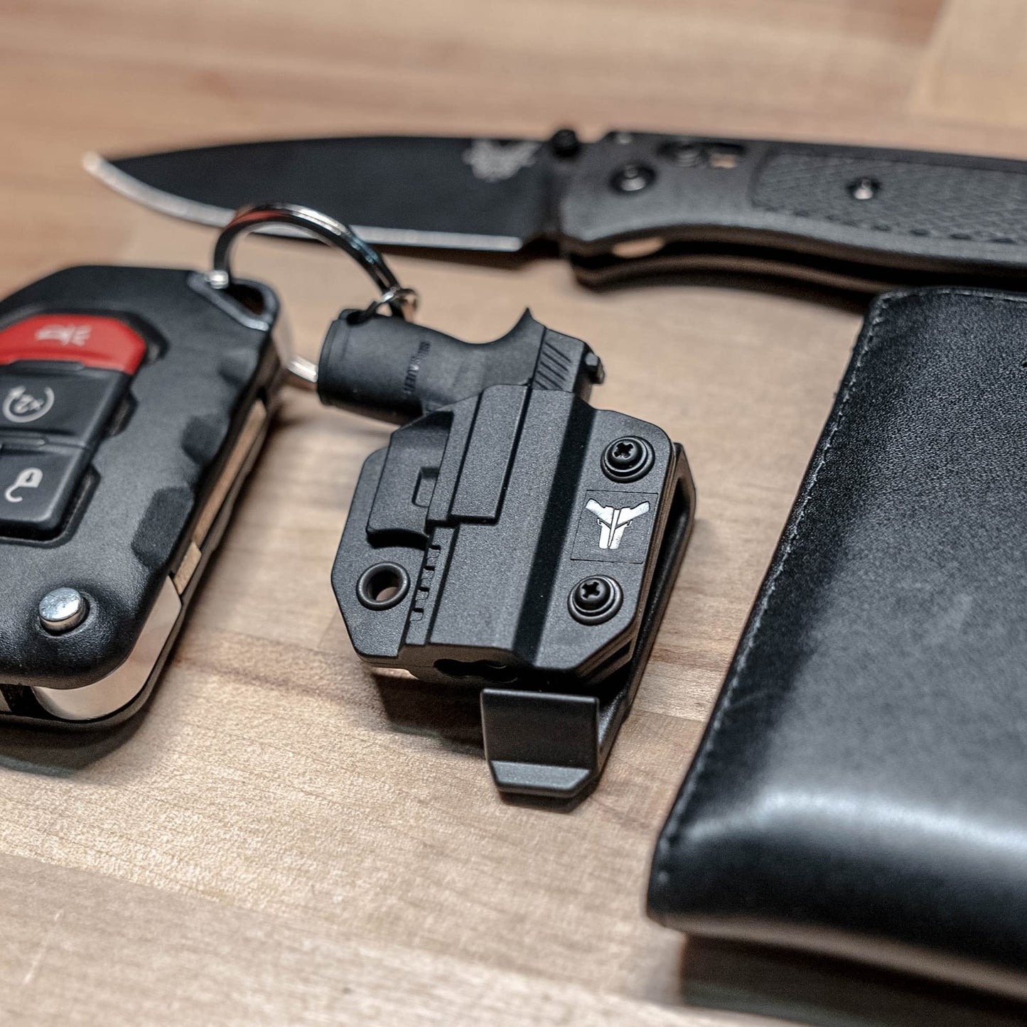 Mini Pistol Shaped Keychain with Holster and Belt Clip - 1911 Model - by Blade-Tech Holsters
