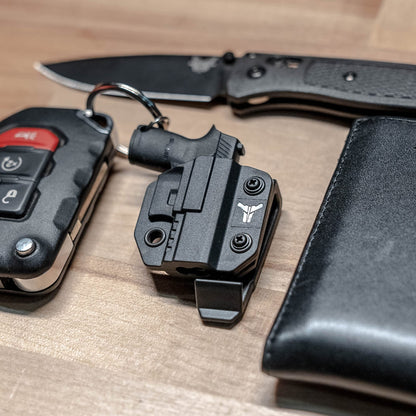 Mini Pistol Shaped Keychain with Holster and Belt Clip - 1911 Model - by Blade-Tech Holsters