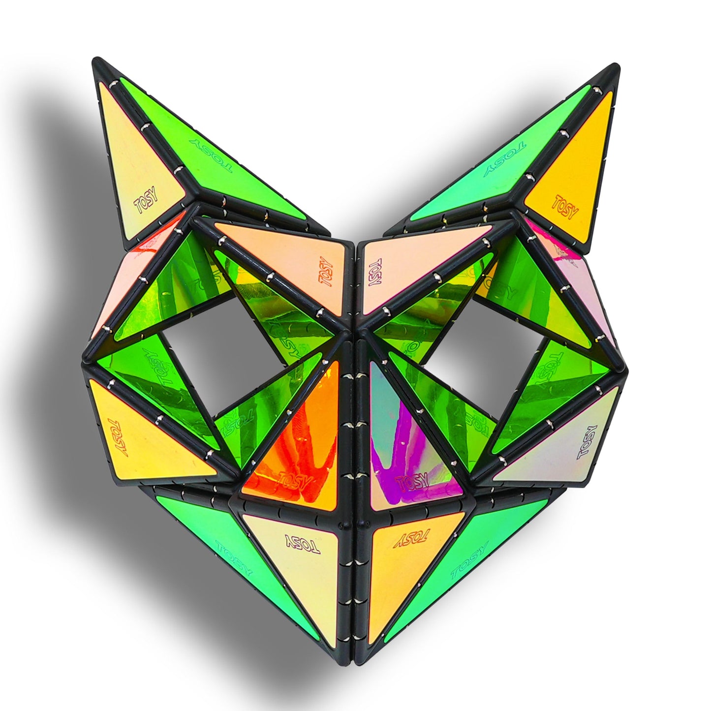 TOSY Magnet Pyramid Glow - 1 Cube Transforms into 1 Billion Shapes, Easter Basket Stuffers Essentials for Kids/Teens, 243 Rare Earth Magnets, Glowing, Holographic Design, Puzzle/STEAM Toy