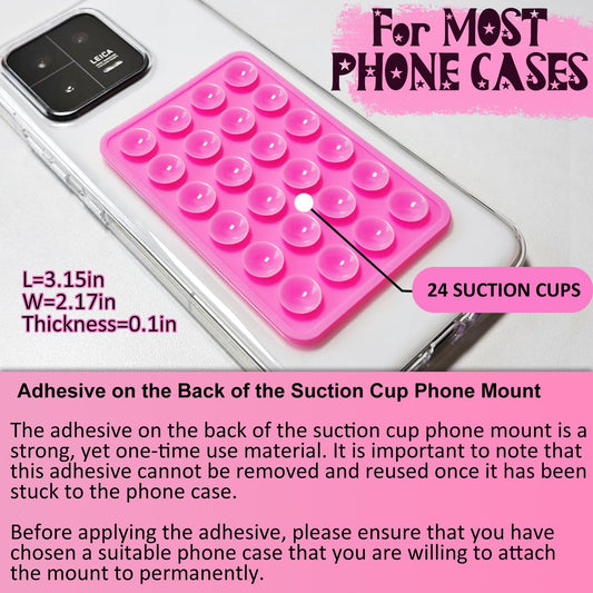 LvShuLiangPin Silicone Suction Phone Case Mount, Silicon Adhesive Phone Accessory for Smartphones, Hands-Free Mirror Shower Phone Holder for Selfies, Tiktok Videos (Light Pink)