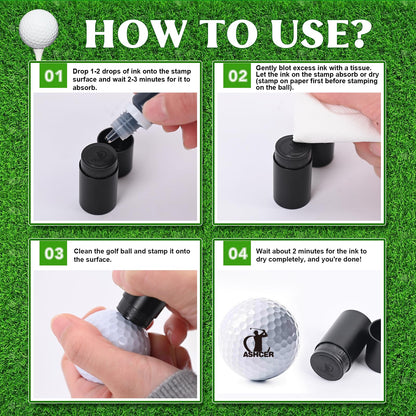 Terwex Custom Golf Ball Stamp, Personalized Golf Ball Stamp Markers with Ink, Create Your Unique Mark on Golf Balls, Waterproof Golf Ball Stamper Marking, Golf Gift Golf Accessories for Men Father