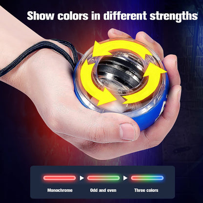 JIN BD Wrist Trainer Ball Auto-Start Strengthener Gyroscopic Forearm Exerciser Gyro for Strengthen Arms, Fingers, Bones and Muscles with LED Light，Blue