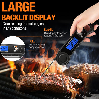 AMMZO Meat Thermometer Digital, Instant Read Food Thermometer - Waterproof w/Backlight for Cooking Deep Fry BBQ Grill Smoker Roast and Candy Thermometer, Camping & Kitchen Essentials