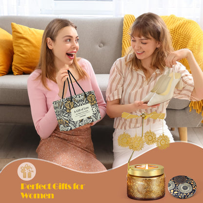 Mothers Day Gifts for Mom, Sunflowers Candle Gift for Women, Funny Birthday Gifts for Mom, Grandma, Rotating Scented Candles Gift for Sisters Friend, Anniversary Present for Her Wife Girlfriend