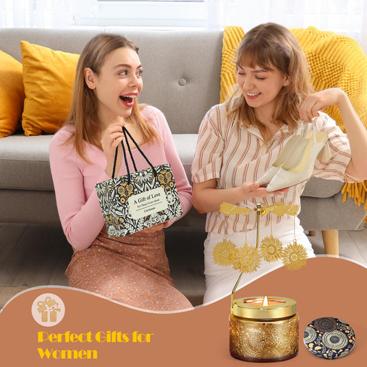 Mothers Day Gifts for Mom, Sunflowers Candle Gift for Women, Funny Birthday Gifts for Mom, Grandma, Rotating Scented Candles Gift for Sisters Friend, Anniversary Present for Her Wife Girlfriend