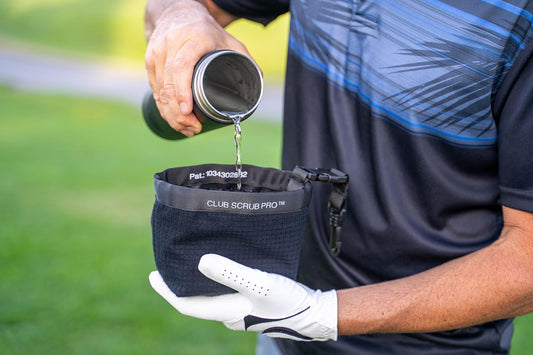 Club Scrub Pro Golf Club and Golf Ball Cleaning Bag, Waterproof Clean Face Technology Liner, Perfectly Dry Microfiber Exterior, Detachable Clip, Machine Washable, Cleans Club Grooves, Black Pro