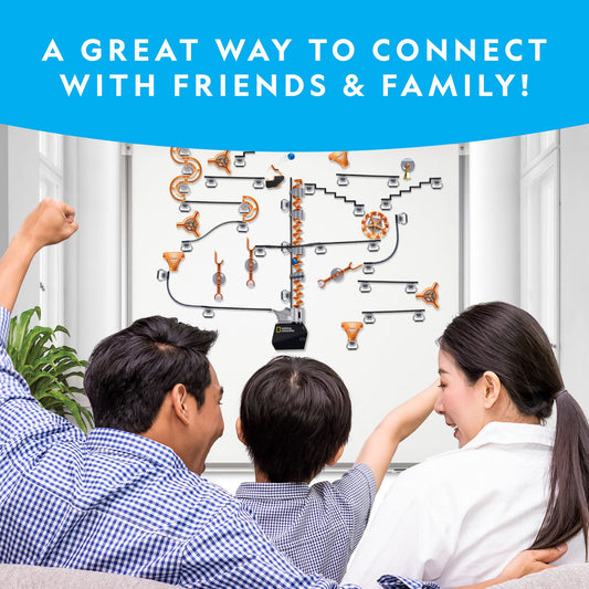 NATIONAL GEOGRAPHIC Magnetic Marble Run - 150-Piece STEM Building Set for Kids & Adults with Magnetic Track & Trick Pieces & Marbles for Building A Marble Maze, STEM Project (Amazon Exclusive)