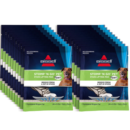 Bissell Stomp 'N Go Pet Lifting Pads + Oxy for Stain Removal on Carpet & Area Rug Cleaning, 20 Pack