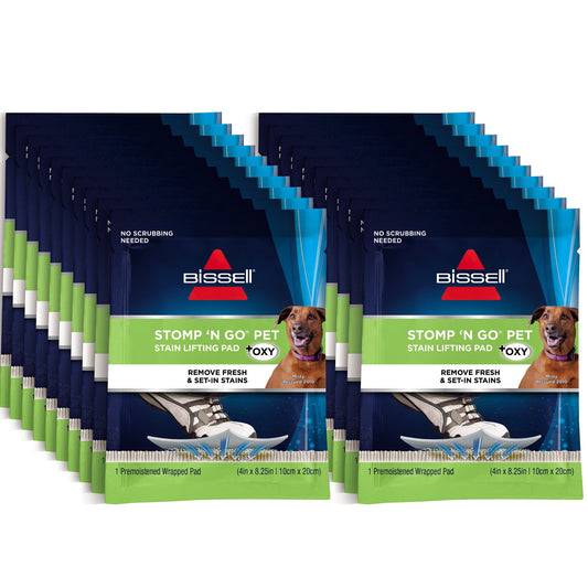 Bissell Stomp 'N Go Pet Lifting Pads + Oxy for Stain Removal on Carpet & Area Rug Cleaning, 20 Pack