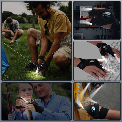 ThxToms LED Flashlight Gloves,Father Gifts for Men Him,Christmas Birthday Gifts for Dad Father Husband, Cool Gadgets Tools for Repairing Fishing Camping, 1 Pair Black