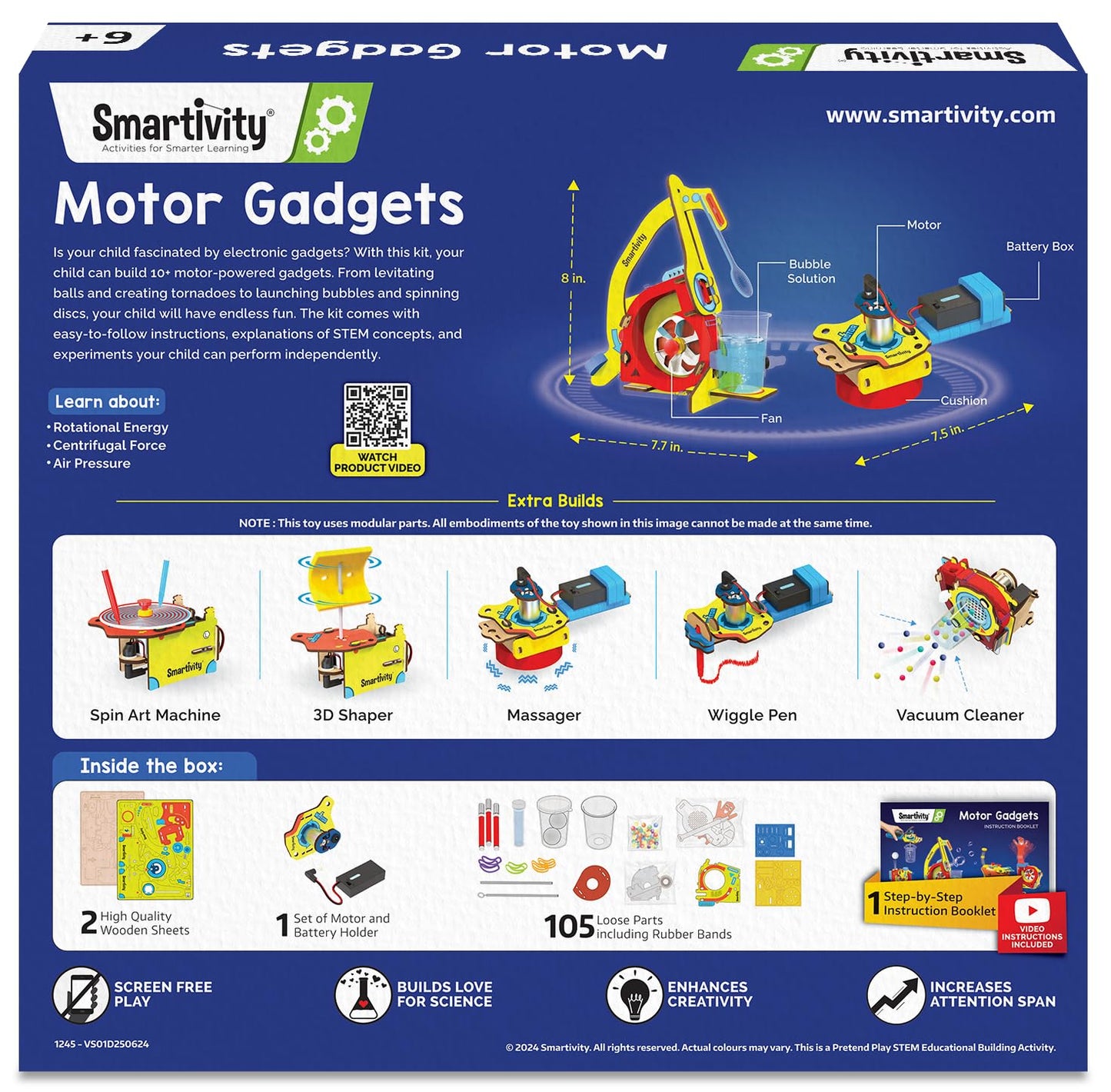 Smartivity 10in1 Motor Gadgets Kit for Kids I STEM Toys for Ages 6,7,8,9,10,11,12,13 Years | Build Cool Electronics Projects | Birthday Gifts for Boys & Girls | Science Kit for Kids 6-13