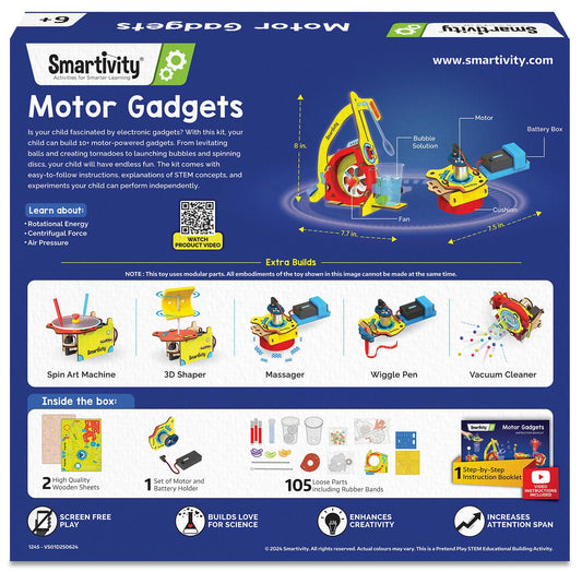 Smartivity 10in1 Motor Gadgets Kit for Kids I STEM Toys for Ages 6,7,8,9,10,11,12,13 Years | Build Cool Electronics Projects | Birthday Gifts for Boys & Girls | Science Kit for Kids 6-13