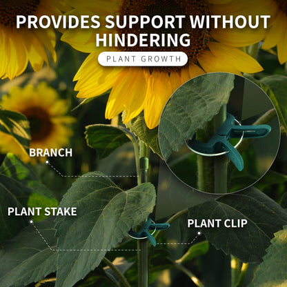 RamPro 40 Piece Green Gentle Gardening Plant & Flower Lever Loop Gripper Clips, Tool for Supporting or Straightening Plant Stems, Stalks, and Vines, Garden Clips