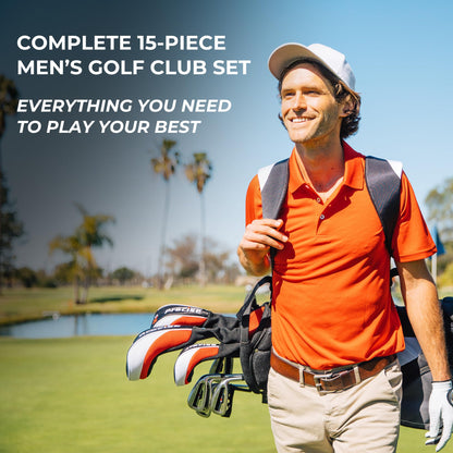Precise M5 Golf Clubs Set for Men | Lighweight Graphite & True Temper Stainless Steel Shafts w/Precise Alignment Putter & Stand Bag | Left/Right Hand Options & Regular/Tall Complete Golf Club Sets
