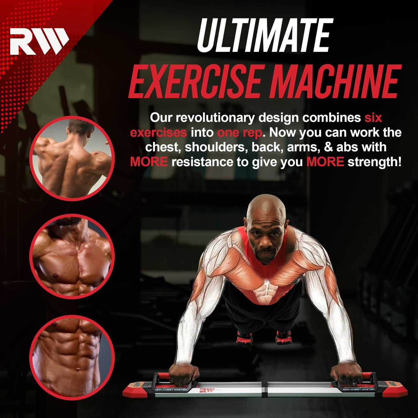 IRON CHEST MASTER Push Up Machine | Home Fitness Equipment for Chest Workouts | Home Gym Equipment Includes Adjustable Resistance Bands and a Unique Fitness Program | Tension Level - 120 lbs.