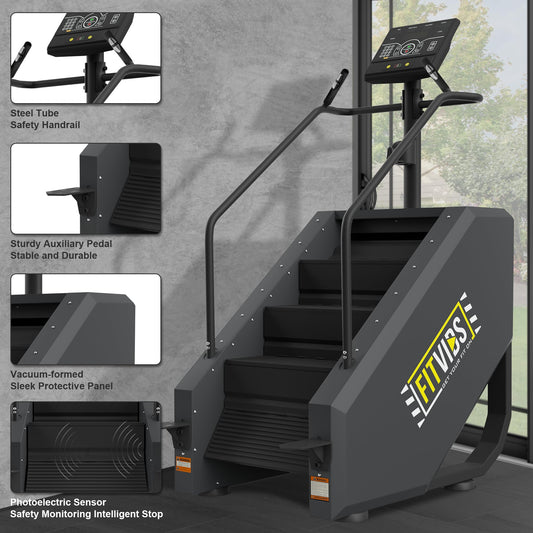 Fitvids Stair Stepper Machine, Continuous Climbing Stair Machine, Commercial Grade Stair Stepping Machine for Cardio and Lower Body Workouts, Max Load 375LBS
