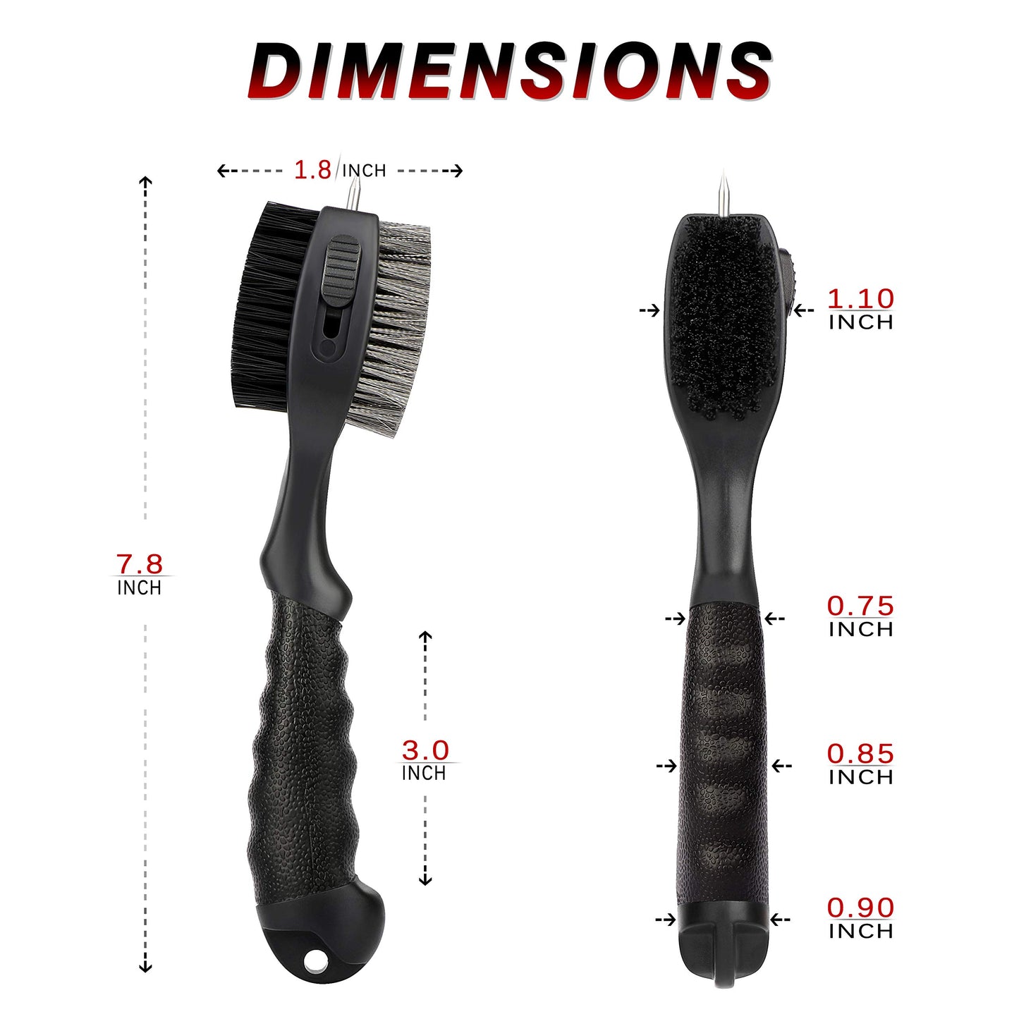 CHAMPKEY PRO Retractable Golf Club Brush | Oversized Brush Head with Soft Rubber Hand Grip & Retractable Groove Cleaner Golf Brush