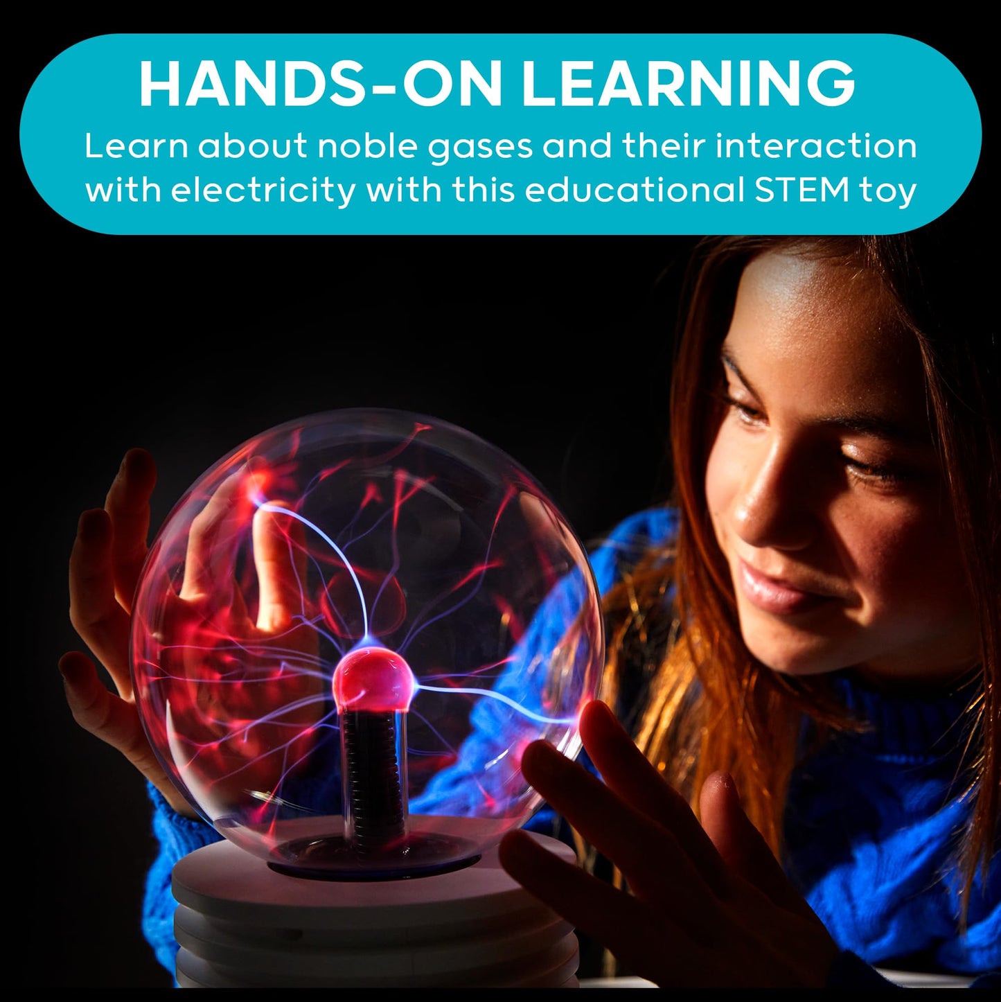 Discovery #MINDBLOWN Plasma Globe Lamp - Touch and Sound Sensitive Lightning, Electric Plasma Ball Interactive Novelty Toy, Bedroom & Desktop Home Décor, Tesla Coil Light Plasma Orb