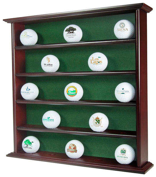 Clubhouse Collection Mahogany Golf Ball Display Cabinet - Displays up to 25 Golf Balls