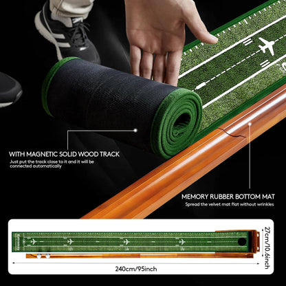 Kalramay Putting Green Indoor Golf Putting Mat – Easy to Assemble with Automatic Ball Return, Wrinkle-Free Close to Real Green Speed, Suitable for Office, Recreation Room, Patio – Ideal Gift
