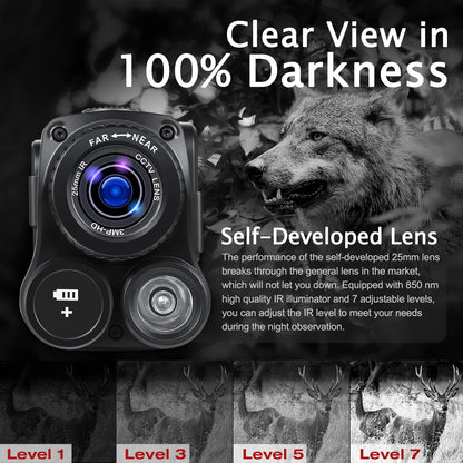 Night Vision Monocular 4K, Infrared Digital Night Vision, 984ft 8X Zoom 2000mAh Rechargeable Battery, 4K Video & 40M Photo, Save Photos & Video with Audio for Adult Hunting Camping, 32G Card