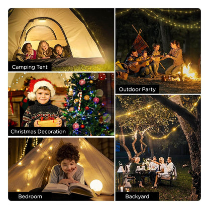 OGERY Camping String Lights, 4 in 1 Quick Storage 32.8FT Rechargeable Tent Lights String with 8 Lighting Modes, Hanging Waterproof Portable LED Lamp for Outdoor Patio Awning Garden Party Essentials