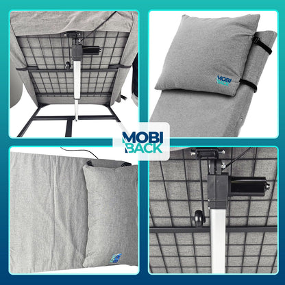 Electric Lifting Backrest for Bed by Mobi-Back, Medical Back Pillow with Electric Pump System, Electric Lifting Bed Backrest, Used by Pregnant Women, Elderly for Sit-Up In Bed - Gen 2.