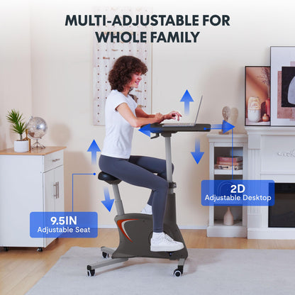FLEXISPOT Home Office Workstation Upright Stationary Fitness Exercise Cycling Bike Height Adjustable Standing Desk - Deskcise Pro Black
