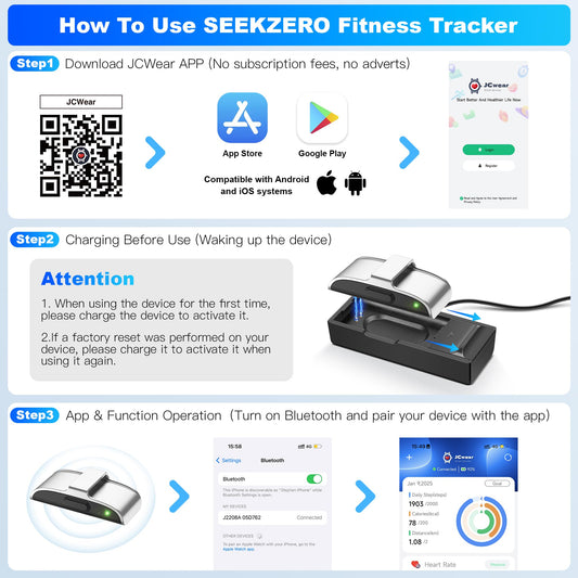 SEEKZERO Sleep & Fitness Tracker for Women Men | 24/7 Heart Rate, Blood Oxygen & Stress Monitor | Step & Calorie Counter | IP68 Waterproof Activity Tracker, (No App Subscription) (Gray)