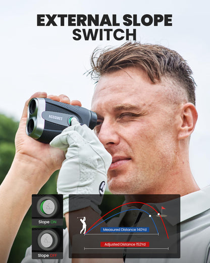 ACEGMET PF2C Golf Rangefinder with Slope, 0.3s Flag Pole Locking Vibration, ±1yd Accuracy, 870 Yards Rechargeable Laser Range Finder Golf with Magnetic, Golf Accessories for Men
