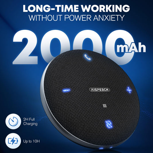 AISPEECH M4 Bluetooth Speakerphone Conference Microphone with AI Noise Reduction Full-Duplex AI Transcription USB Speakerphone 360° Voice Pickup Conference Speaker Home Office for Teams/Zoom, Black