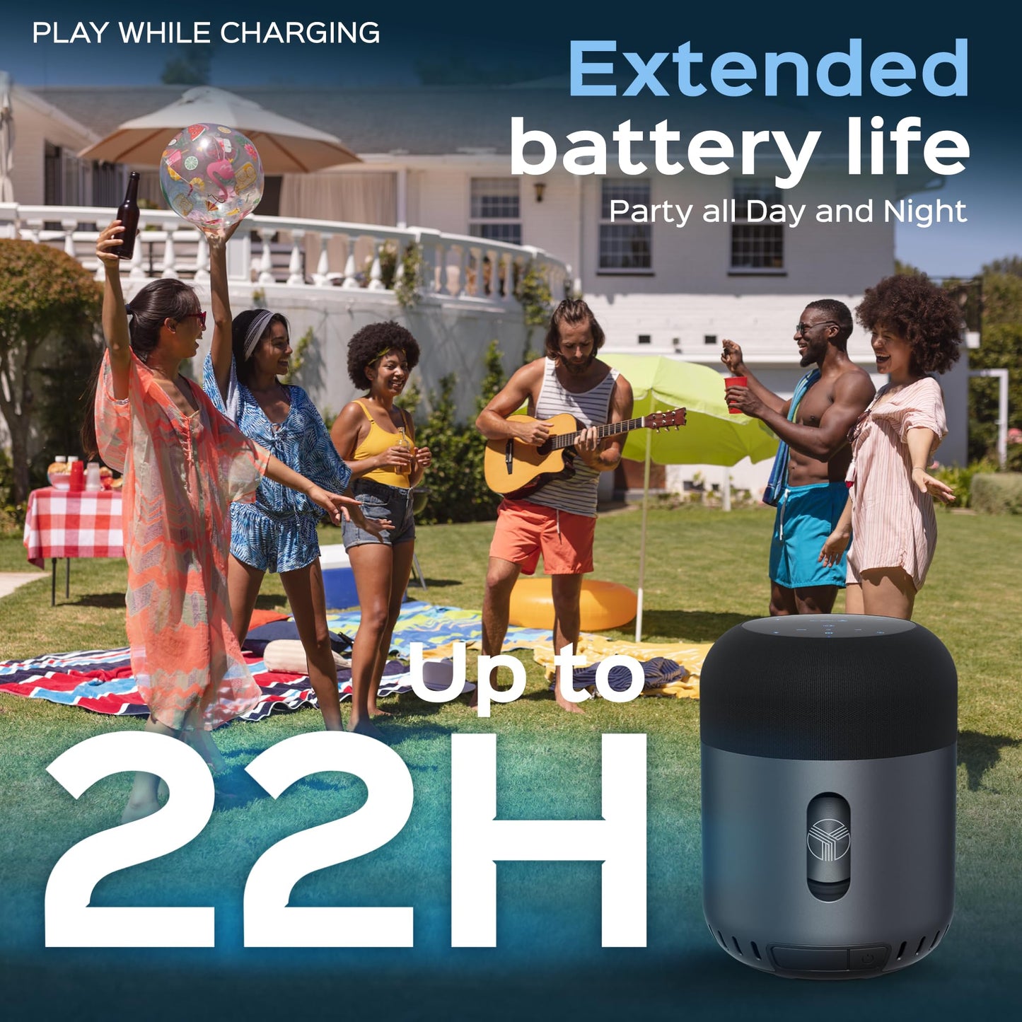 TREBLAB HD-360 Pro - Ultra High-Tech Bluetooth Speaker with 360° Surround Sound, 90W High-Powered 5-Driver System w/Subwoofer & 8 Bass Radiators, Portable Wireless Speaker for Home, Party, Outdoor