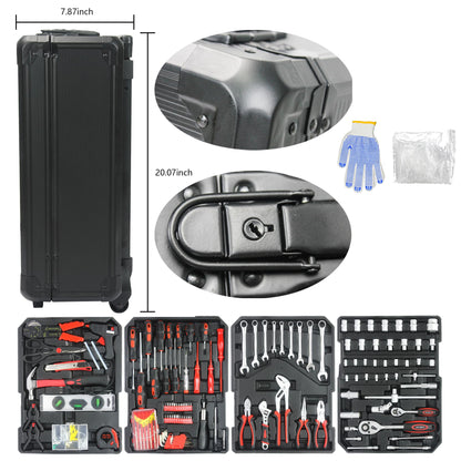 Campfun 899PCS Tool Set, Household Tool Kit with Rolling Tool Box, Complete Tool Box Set Hand Tool Set with Tool Box, Mechanic Tool Set Rolling Tool Set for Home/Auto Repair Tool Set, Black