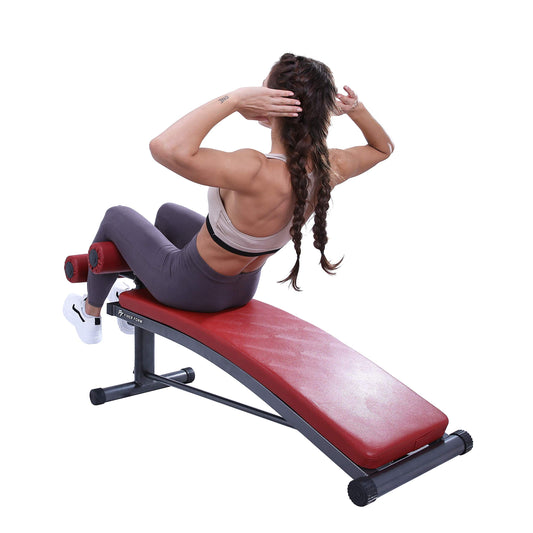 Finer Form Gym-Quality Sit Up Bench with Reverse Crunch Handle - Curved Ab Workout Bench for Your Home Gym. More Effective than an Ab Machine or Ab Roller. Get Abdominal Weight Bench for Decline Bench Press Right in Your Home Gym