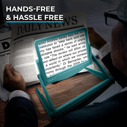 MAGNIPROS Patented 5X Large LED Page Magnifier with Detachable Stand | Eye Caring 3 Color Light Modes & Anti-Glare Lens to Reduce Eye Strain-Ideal for Reading Fine Print, Crafting, Low Vision Seniors