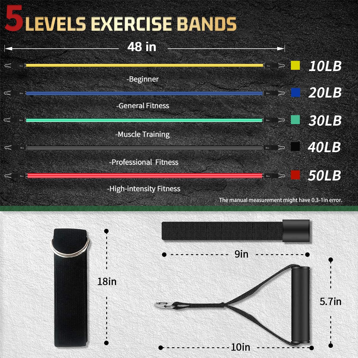 VEICK Resistance Bands, Exercise Bands, Workout Bands Set for Working Out with Handles for Men Women, Elastic Exercising Bands for Fitness Weights Work Out at Home Gym