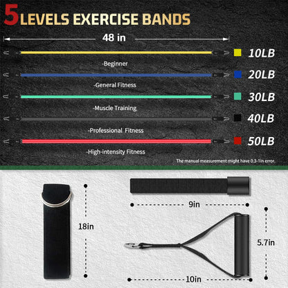 VEICK Resistance Bands, Exercise Bands, Workout Bands Set for Working Out with Handles for Men Women, Elastic Exercising Bands for Fitness Weights Work Out at Home Gym
