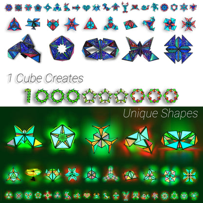 TOSY Magnet Pyramid Glow - 1 Cube Transforms into 1 Billion Shapes, Easter Basket Stuffers Essentials for Kids/Teens, 243 Rare Earth Magnets, Glowing, Holographic Design, Puzzle/STEAM Toy