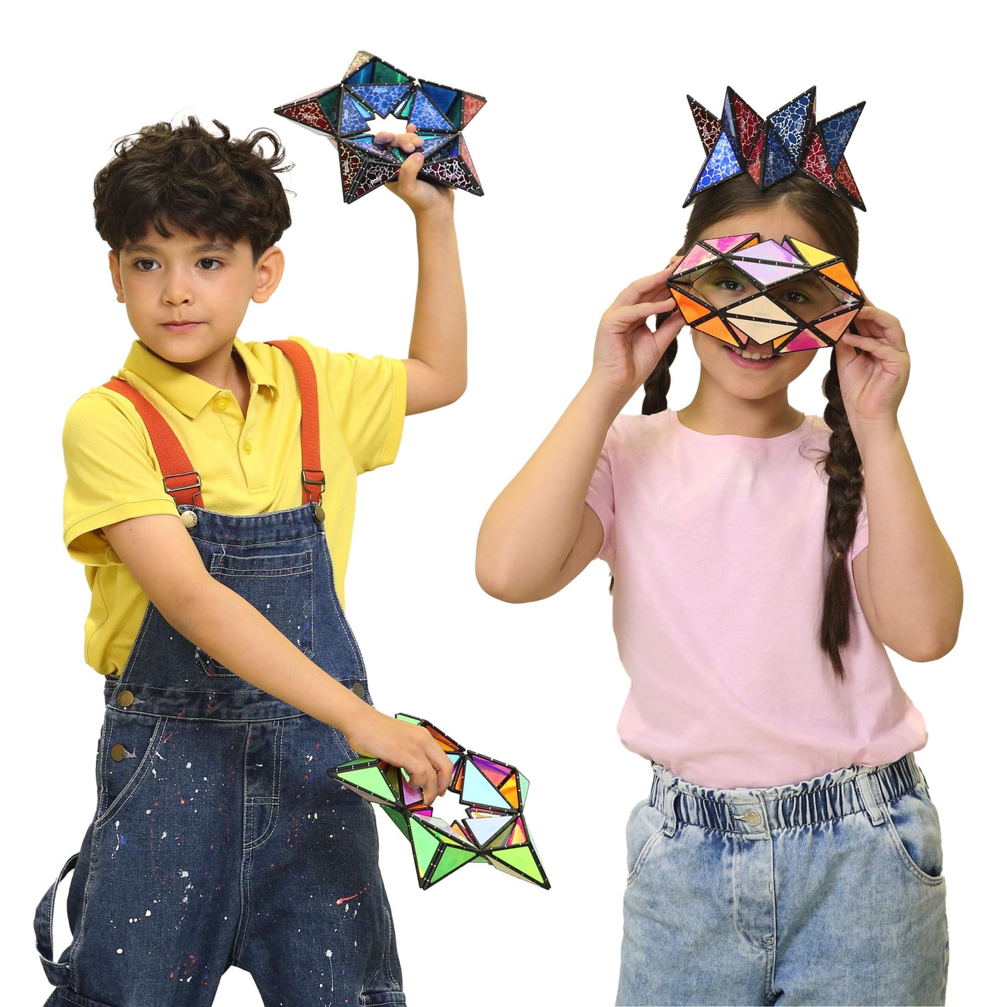 TOSY Magnet Pyramid Glow - 1 Cube Transforms into 1 Billion Shapes, Easter Basket Stuffers Essentials for Kids/Teens, 243 Rare Earth Magnets, Glowing, Holographic Design, Puzzle/STEAM Toy